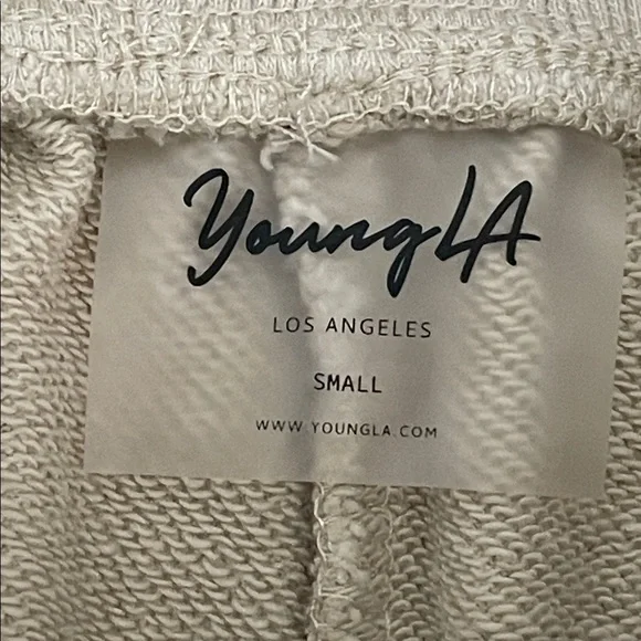 YoungLA a Woman’s Cream Ribbed waistband Drawstring and pockets Shorts Sz Small - Picture 5 of 10